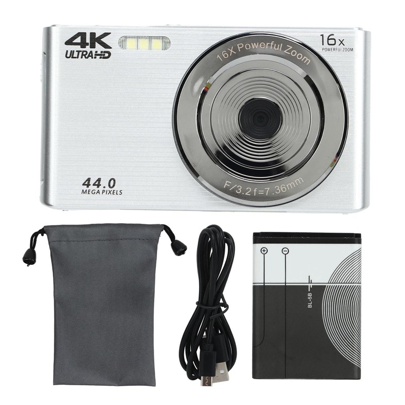 Digital Zoom Camera with 16x Powerful Zoom, 4K 44MP Full