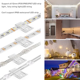 TYMXGHF transparent Strip Light Clips,Self Adhesive with Screws Mounting Holder,50Pcs LED Strong Fixing Clips And Screws For 0.47in/12mm Width IP30/65/ip67 2-6PIN Strip Lights,Fairy String,LED String
