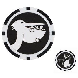 Funny Golf Marker, Cute, Animal, Front & Side Design, 2.6 inches (40 mm), Funny, Casino Chip Style, Green Marker, Hat Clip, Compatible with Q0005 (Pelican x Penguin)