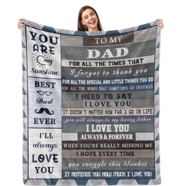 zoiluku Dad Gifts Blanket 60"x50",Gifts for Dad from Daughter Son,Happy Birthday Gifts for Dad,Dad Gifts from Kids,Dad Birthday Gift Ideas,Best Dad Ever Gifts,Father Gifts Blanket,Dad Throw Blanket