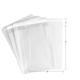200ct Adhesive Treat Bags 2 x 3 Clear - 1.4 mils Thick Self Sealing OPP Plastic Bags/Clear Flat Resealable Cello