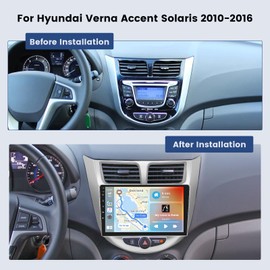 Hikity 2+64GB Android Car Stereo for Hyundai Accent Verna Solaris 2010 2011 2012 2013 2014 2015 2016 Radio 9 Inch Touchscreen Radio Wireless Carplay Android Auto GPS WiFi Bluetooth FM Backup Camera