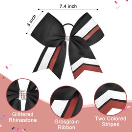 12PCS Cheer Bows Bulk Glitter Cheerleading Bows Girls Hair Bows Cheer Bows Elastic Band Ponytail Holder for Cheerleaders Teen Girls College Sports Competition