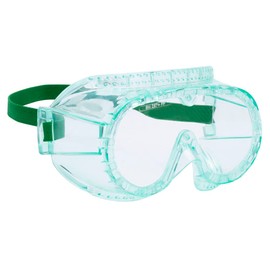 Sellstrom Flexible, Soft, Direct Vent, Protective Safety Goggle, Green-Tinted Body, Anti-Fog Coating, Clear Lens, Green Adjustable Strap, S88010