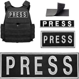 3Pcs Press Patch Set Embroidered Patches for Press Vest Photographer Body Armor Vest Tactical Backpack Military Helmet Badge
