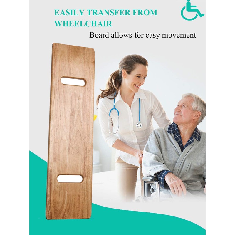 Wooden Slide Transfer Board with Handles, 500 lb Capacity Heavy