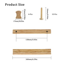 ZHIQIN Pack of 6 Furniture Handles Wooden Cabinet Handles Wood with Screws Modern Simple Wooden Handles Kitchen Cabinets Hole Spacing 128 mm for Drawers Cabinet Bathrooms Offices Furniture Decoration