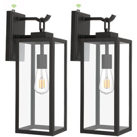 Large Size Dusk to Dawn Outdoor Wall Lanterns, 18 Inch Outdoor Wall Light Fixtures, Matte Black Porch Lights, Exterior Wall Lighting, Anti-Rust Architectural Outdoor Sconces, ETL Listed, 2 Pack