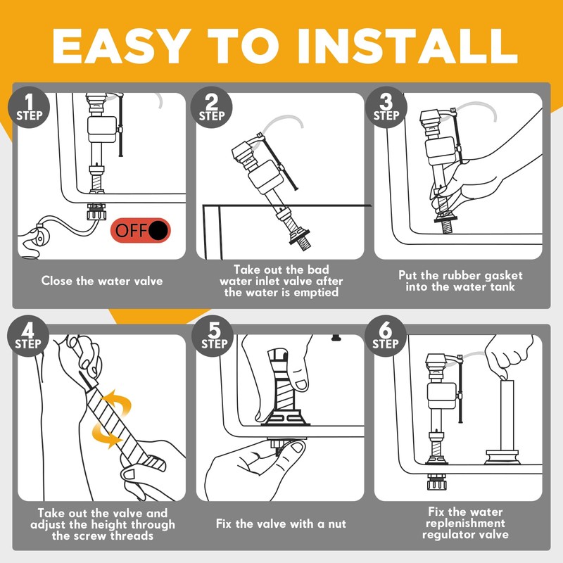 Lasnten 16 Pieces Toilet Fill Valve Toilet Tank Replacement Kit