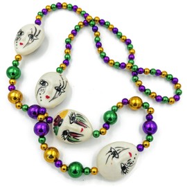 Masquerade Mask Faces Mardi Gras Bead Necklace New Orleans