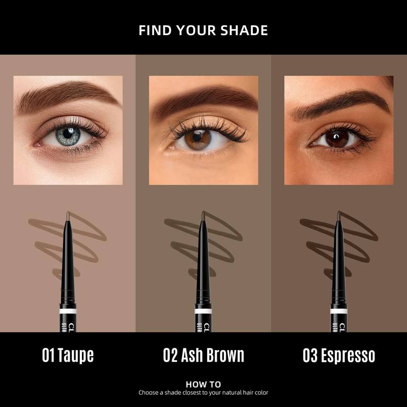 Brow Pencil, 2 Pcs Waterproof Precision Taupe Eyebrow Pencil Defines,