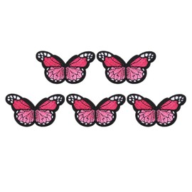 PATIKIL Butterfly Iron on Patch,5 Pcs Butterfly Embroidered Applique Sew on Decorative Patches for Repair Decoration Clothing Hats Jackets Backpack, 2.9" Lx1.8 W,Light Pink