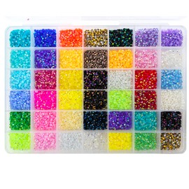 42 Colour Rhinestones for Nails, BetterJonny Heat Fix Rhinestones for Crafts, 3 mm Nail Art Rhinestones, Flatback Gemstones, Round with Tweezers and Dotting Pen for DIY Crafts Nails Clothing, B