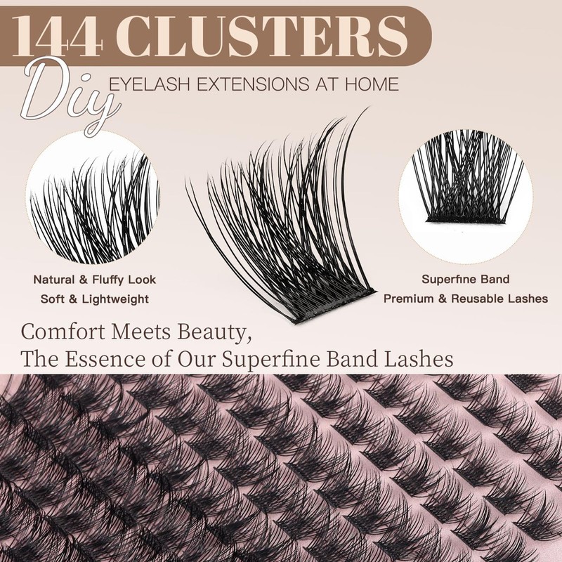 AYNKH Wimpern Extensions 144 Pcs C Curl Cluster Lashes DIY