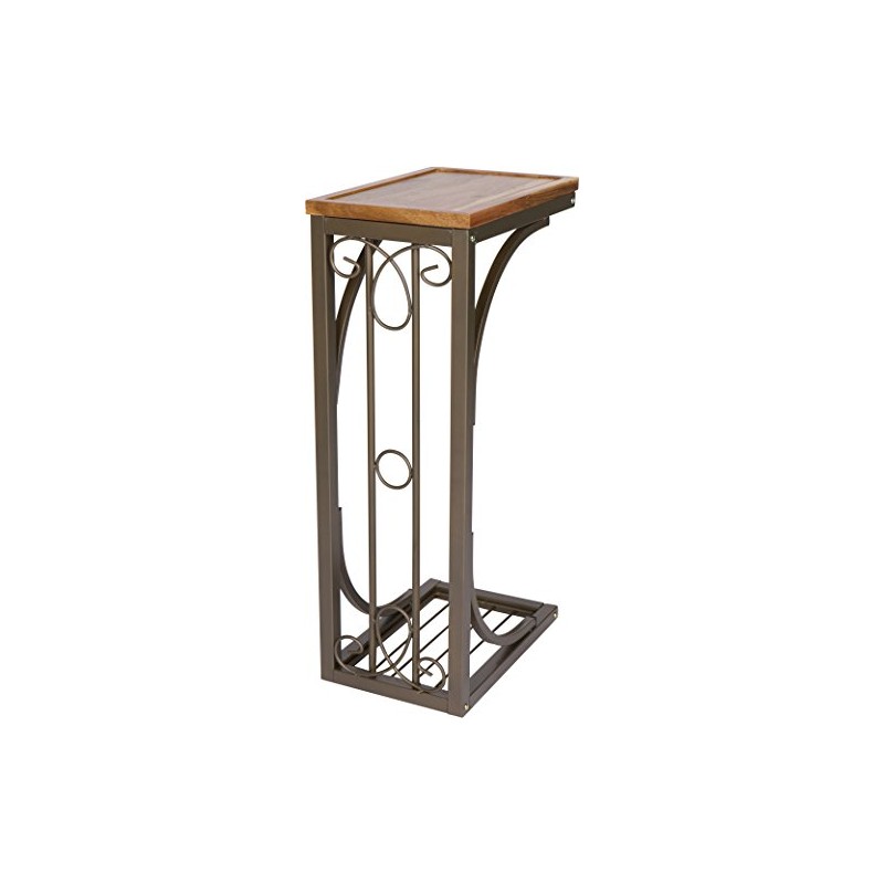 Trademark Innovations 2’ Side Sofa Snack Table with Acacia Wood