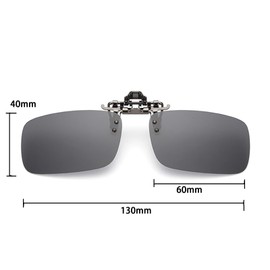 2PCS Clip On Sunglasses, Square UV400 Protection Polarized Lens, Flip Up Driving Glasses, Lens Outdoor Driving Fishing Sunglasses, Flip Up Glasses For Men Women (Silver), Silver, One Size