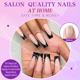 Lifextol 214PC French Tip Press on Nails Acrylic Nails Press ons for Women DIY at Home, 12 Sizes Press on Nails French Tip Nails Tips -E