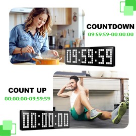 Manoive Gym Timer, 13.2 Inch Digital LED Wall Clock & Countdown/Up, Stopwatch, Fitness Training Timer with Remote Control for Home, Workouts, Indoor Sports Exercises