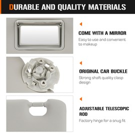 Sun Visor for 2011-2016 Chevy Cruze, Right Passenger Side Grey Sunvisor Replace Ment ‎95034256, 95034253, 84126667, 84126658