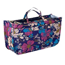 Bag-in-Bag, Inner Bag, Freestanding, Safe, Zippered, Waterproof, Pouch, Slightly Larger, Storage Capacity, Travel, Sorting, Organization, Stylish, Cute, Handle Included (Flower)