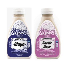 Skinny Zero Calorie Mayo and Garlic Mayo Twin Pack - Low Fat Salad Dressing with Skinny Food Syrup, Zero Sugar Table Condiments.