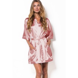 Turquaz Women's Bride Bridesmaids Robe - Satin Kimono Robes for Wedding & Bridal Party Silk Like Lightweight Robes for Women