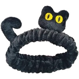 Black Animal Face Wash Headband for Women Headband for Washing Face Cartoon Cute Creative Hair Accessories (Black, One size)
