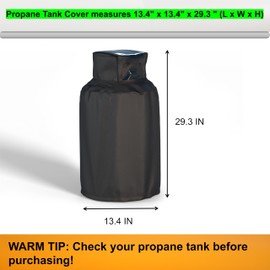 40 lb Propane Tank Cover， With 600D Waterproof, Dustproof Oxford Cloth, Double Layer Fabric ，Top Opening for Easy Valve Opening and Closing, For 40 lb Propane Tank, Black