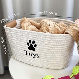 bangminda Dog Toy Bin Cotton Rope Dog Toy Storage Box Puppy Toy Box Organizer Box with Handle Storage Basket for Dog Toys
