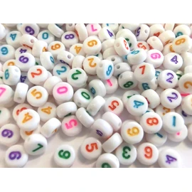 Number Beads Round 7 mm Beads Numbers Mix White Colourful (200 Number Beads White Colourful #25)