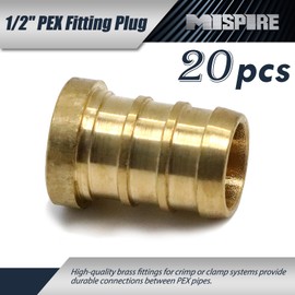 PEX Fittings 1/2 Inch PEX Plug 20-Pack by MISPIRE, PEX Pipe Brass Barb End Caps No Lead for PEX Tubing/Plumbing Projects, Brass C46500, ASTM F1807