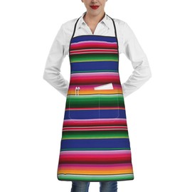 keluki Mexican Serape Print Cooking Chef Apron with Pockets BBQ Kitchen Work Waterproof for Gardening and Salon,Size 20.4x28.3 Inch