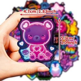 100 PCS Neon Water Bottle Stickers Cool & Cute Vinyl Decals – Waterproof Aesthetic Stickers for Kids, Laptop, Skateboard, Scrapbooking, Journaling, Tumbler, Luggage, Classroom Rewards & More