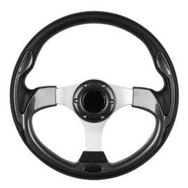 Universal Golf Cart Steering Wheel, 6 Bolt Aluminum Frame Golf Steering Wheel 12.5" PVC Vinyl Leather, Fit For Club Car DS & Precedent, EZGO TXT & RXV, Yamaha Most Golf Cart Model