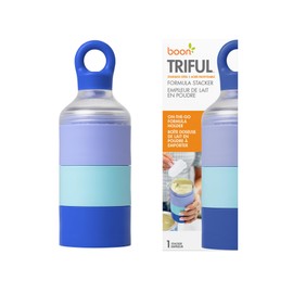 Boon Triful Baby Formula Dispenser On The Go - Insulated Stainless Steel Formula Containers with Stacking Design - Dishwasher Safe Baby Bottle-Feeding Supplies for Travel - Blue