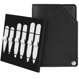 AOLVO Stainless Steel Collar Stiffeners with 6 Magnets, Magnetic Collar Stays Metal Shirt Collar Inserts, Upgraded Magnetic Force with Leather Purse(3PACK)