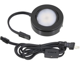 American Lighting MVP-1-30-BK Single Puck Kit w/Roll Switch 6 Foot Power Cord, 6-Inch Lead/Tail Wire and Hardware, Dimmable Swivel LED, Linkable, cETLus, 2-3/4-Inch, 3000K, Black MVP Collection