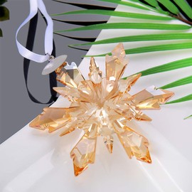 XIANGBAN Crystal Snowflake Pendant Home Clear Star Decoration Hanging Christmas Prism Jewelry (Champagne)