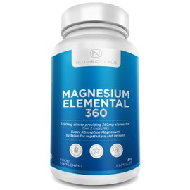 Magnesium Citrate 2250mg of Pure Citrate Providing 360mg Elemental, 96 Percent of Your Recommended Daily Amount - 180 Vegan Capsules (3 caps per Serving, 2 Months Supply)