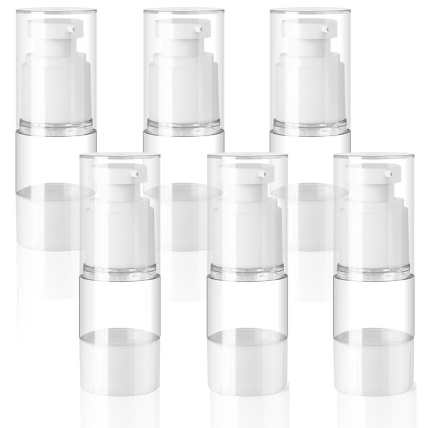 ZDNT Pack of 6 15 ml Airless Pump Dispenser, Cream