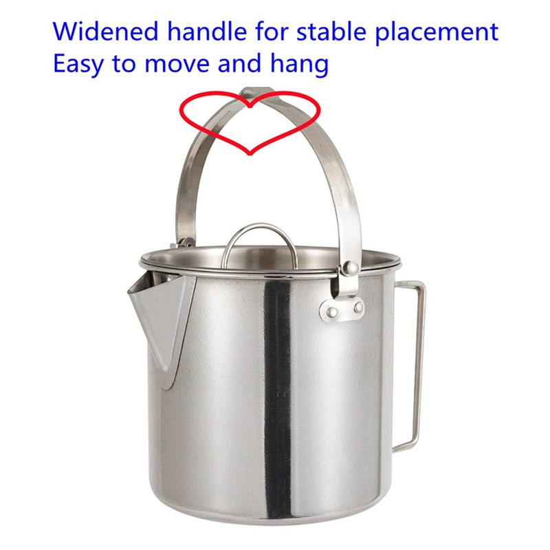 ZNZNANG Outdoor Camping Kettle，1.2L Outdoor Camping Kettle，Portable Hanging Pot Cookware