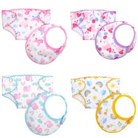 ZWOOS 8-Piece Doll Bib and Nappies for Baby Dolls, Cute Accessories for Dolls 30-43 cm