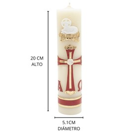 Cirio Pascual | #1 (20 cm alto x 5.1 de díametro) | Decorado | Ideales para eventos cátolicos (Rojo)