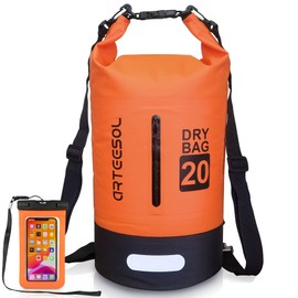 Blackace arteesol Dry Bag Waterproof Bag 5L/10L/20L/30L Waterproof Bag Pack Sack with Long Double Adjustable Shoulder Strap for Swimming Boating Kayaking Water Sports, orange, Strap.
