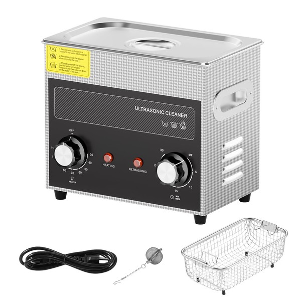 Happybuy 3L Ultrasonic Cleaner with Heater, Timer & Basket, 120W