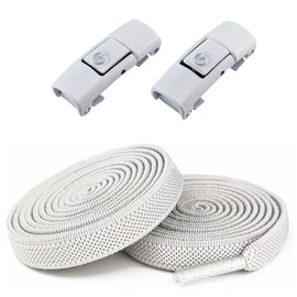 DOMATUS No Tie Shoelaces with Buckle, One-touch Design, No Tie Shoelaces, Laces, No Tie Laces, Hidden Knots, Metal Laces, Laces for Kids and Adults, white