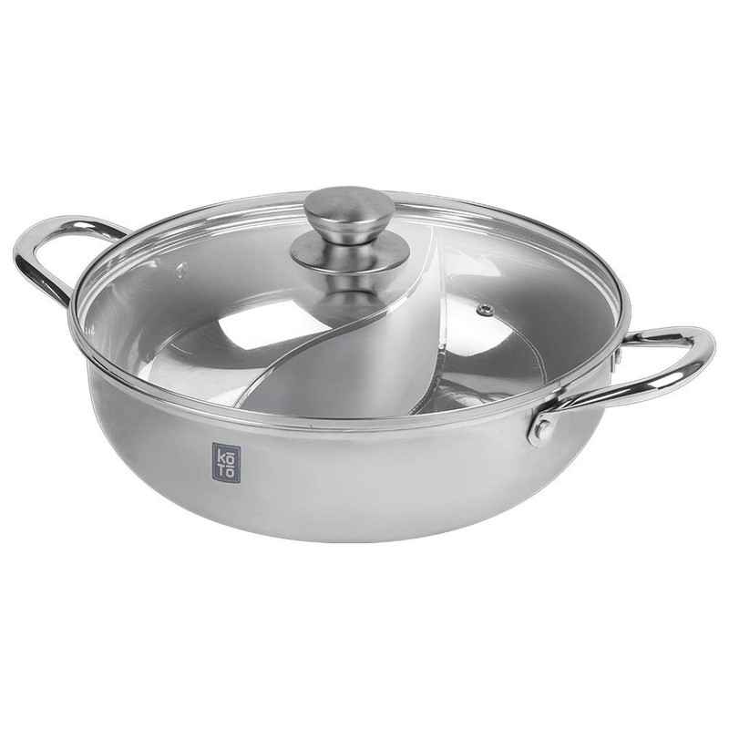 KOTO 304 Stainless Steel Divided Hot Pot – 11”, 4.5L