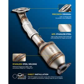 PHILTOP Rear Catalytic Converter Kit W/Gasket Direct-Fit Compatible with Honda CR-V 2012-2014 Replace# 16741, 18150R5A000, 642832, 52019, 41136 Stainless Steel(EPA Compliant)