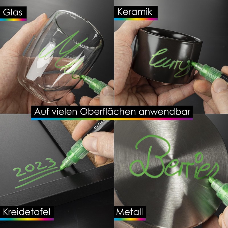 OfficeTree 8 x Metallic Chalk Markers - 1 mm to