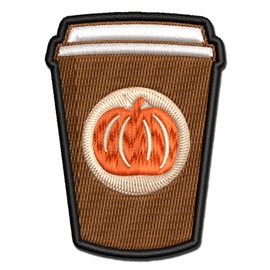 Pumpkin Spice Latte Coffee Multi-Color Embroidered Iron-On Patch Applique - Mini 2.0 Inch
